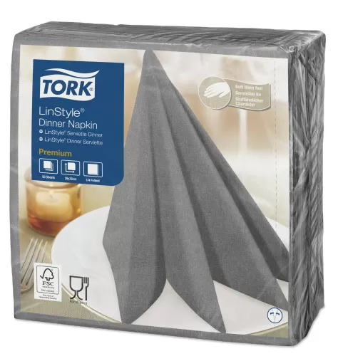Фото товара: Салфетки Tork LinStyle 1-сл 39х39см, 50шт, серые