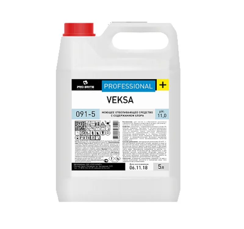 Фото товара: Средство для мытья сантехники  5л Pro-Brite VEKSA отбеливание, дезинфекция, против плесени (091-5)