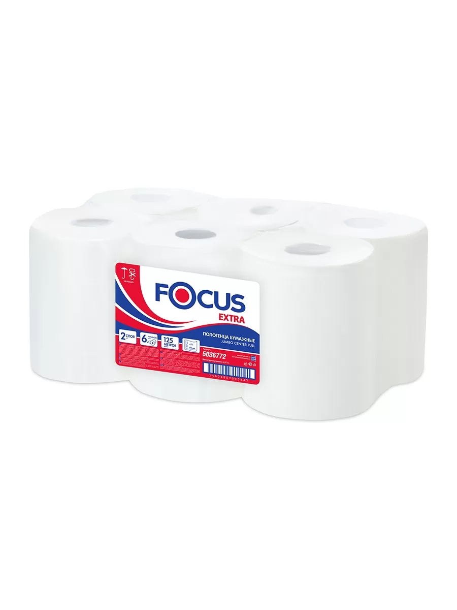 Фото товара: Полотенца в рул.с ц.вытяжкой FOCUS JUMBO 2-сл, 125м, 357л, 1/6