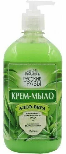 Фото товара: Жидкое крем-мыло Русские травы Алоэ-вера, дозатор, 750 мл
