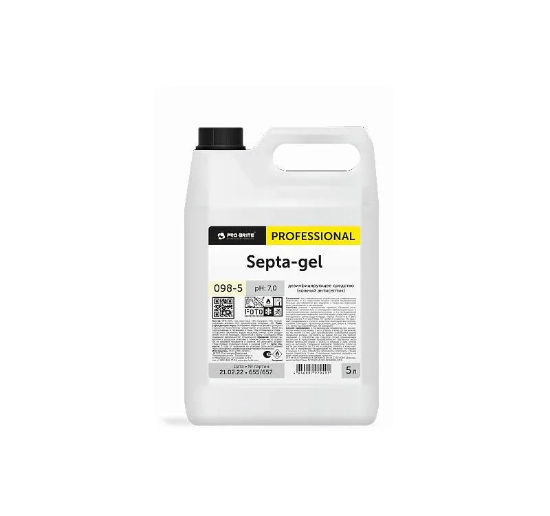 Фото товара: Средство для дезинфекции  5л Pro-Brite SEPTA-GEL кожный антисептик (098-5)