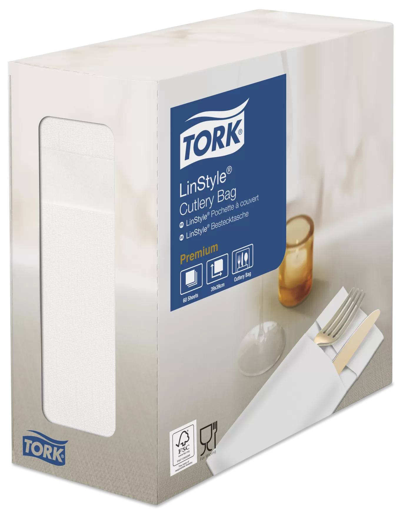 Фото товара: Конверты для столовых приборов Tork LinStyle, Premium, 60 листов, белые