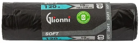 Фото товара: Мешки для мусора 120 л Soft GLIONNI черные 1 рул./10 шт.