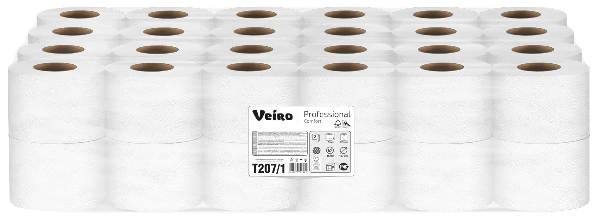 Фото товара: Бумага туалетная Veiro Professional Comfort T207/1, 2-слойная, 48 рулонов по 15 м (120 листов)