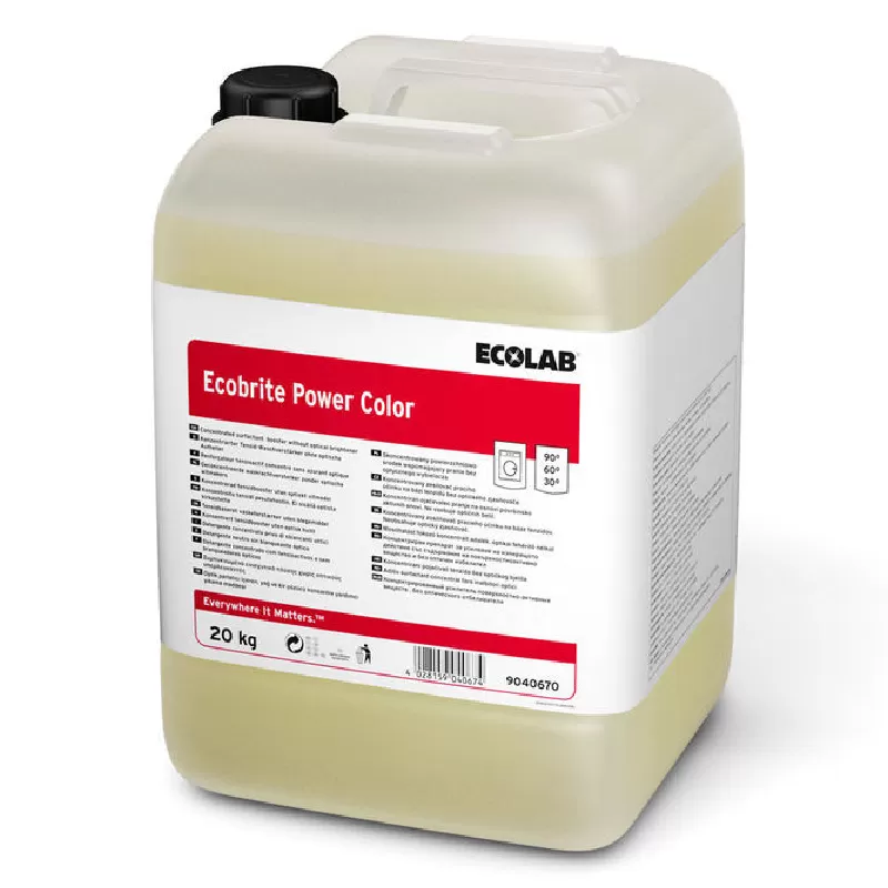 Фото товара: Ecolab Ecobrite Power Color жидкий усилитель для стирки цветного текстиля и текстиля с сильными жировыми и белковыми загрязнениями на основе ПАВ