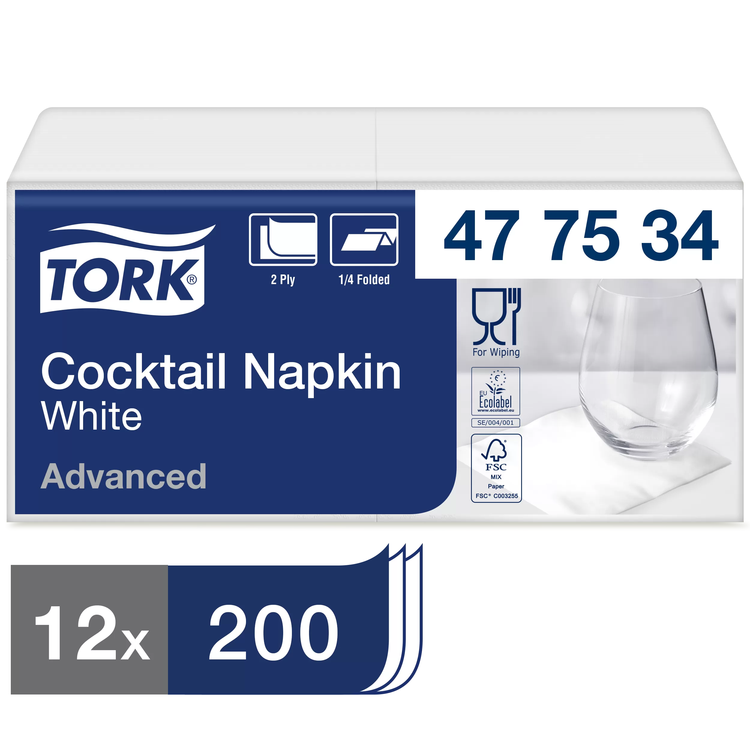 Фото товара: Tork салфетки 24х24 белые