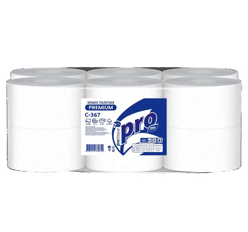 Фото товара: Туалетная бумага PROtissue Premium 2-сл. 112 м белая (C367) (12 шт.)