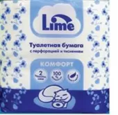 Фото товара: Lime Туалетная бумага в стандартных рулончиках 2 сл 20 м белая 4 рул/уп