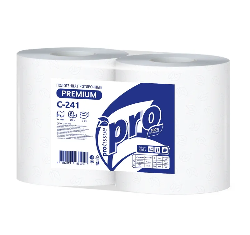Фото товара: Протирочная бумага PROtissue Premium 2-сл. 350 м белая (С241) (2 шт.)
