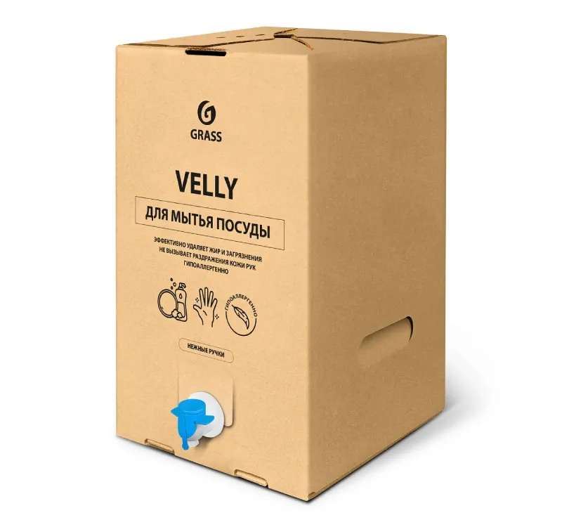 Фото товара: Средство для мытья посуды 20,3кг Grass Velly Нежные ручки, bag-in-box (200007)