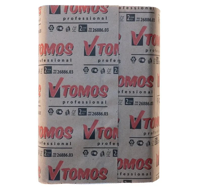 Фото товара: Полотенце бумажное ToMoS Z-слож. 2-сл. 200 л./упак. белое