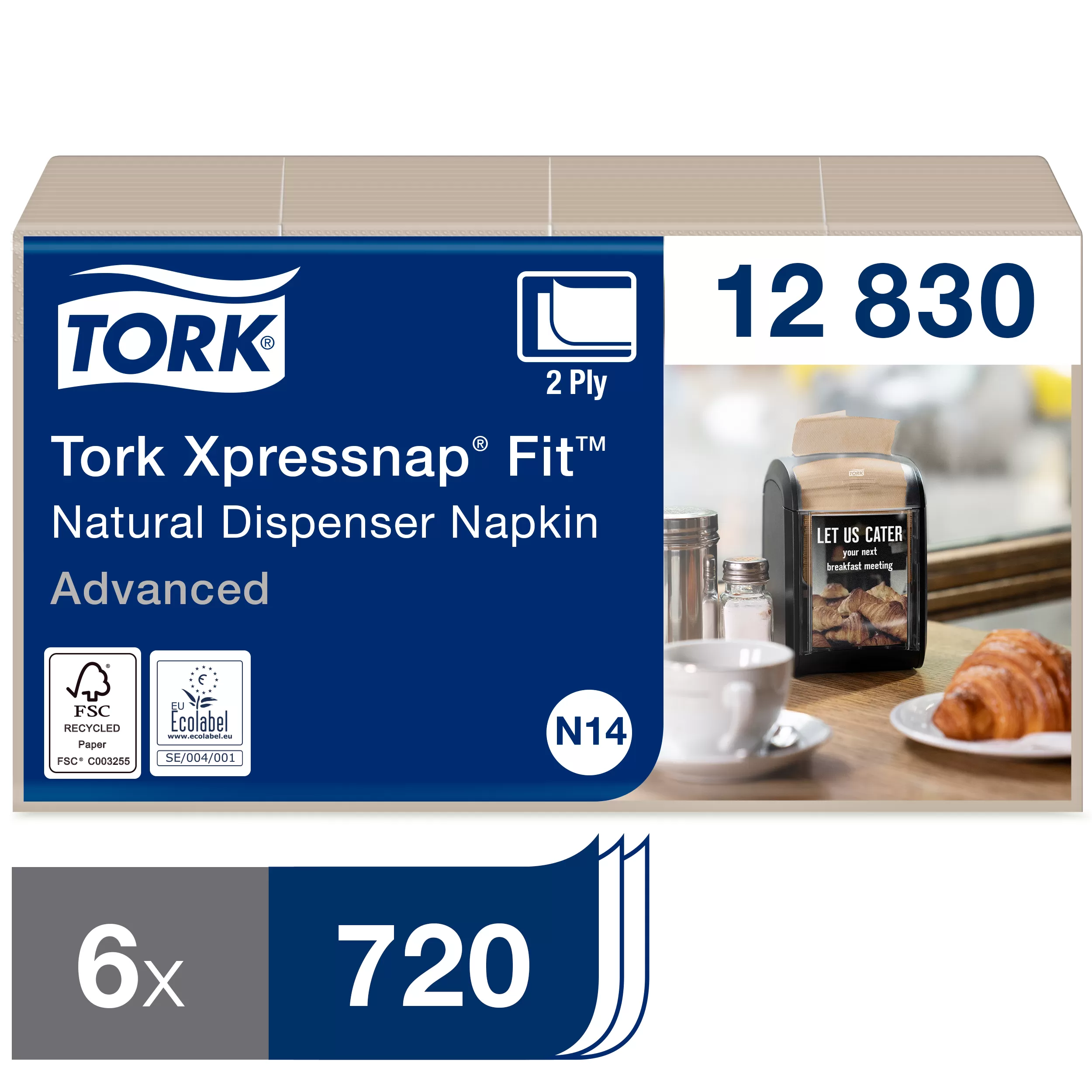 Фото товара: Tork XPN Fit салфетки диспенсерные, крафт, 21,3х16,5, 120л (6 пачек)