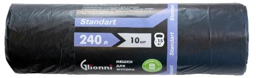Фото товара: Мешок 240 л черный Standart GLIONNI 1 рул./10 шт.
