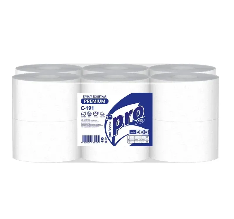 Фото товара: Туалетная бумага PROtissue Premium 2-сл. 170 м белая (C191) (ТР)