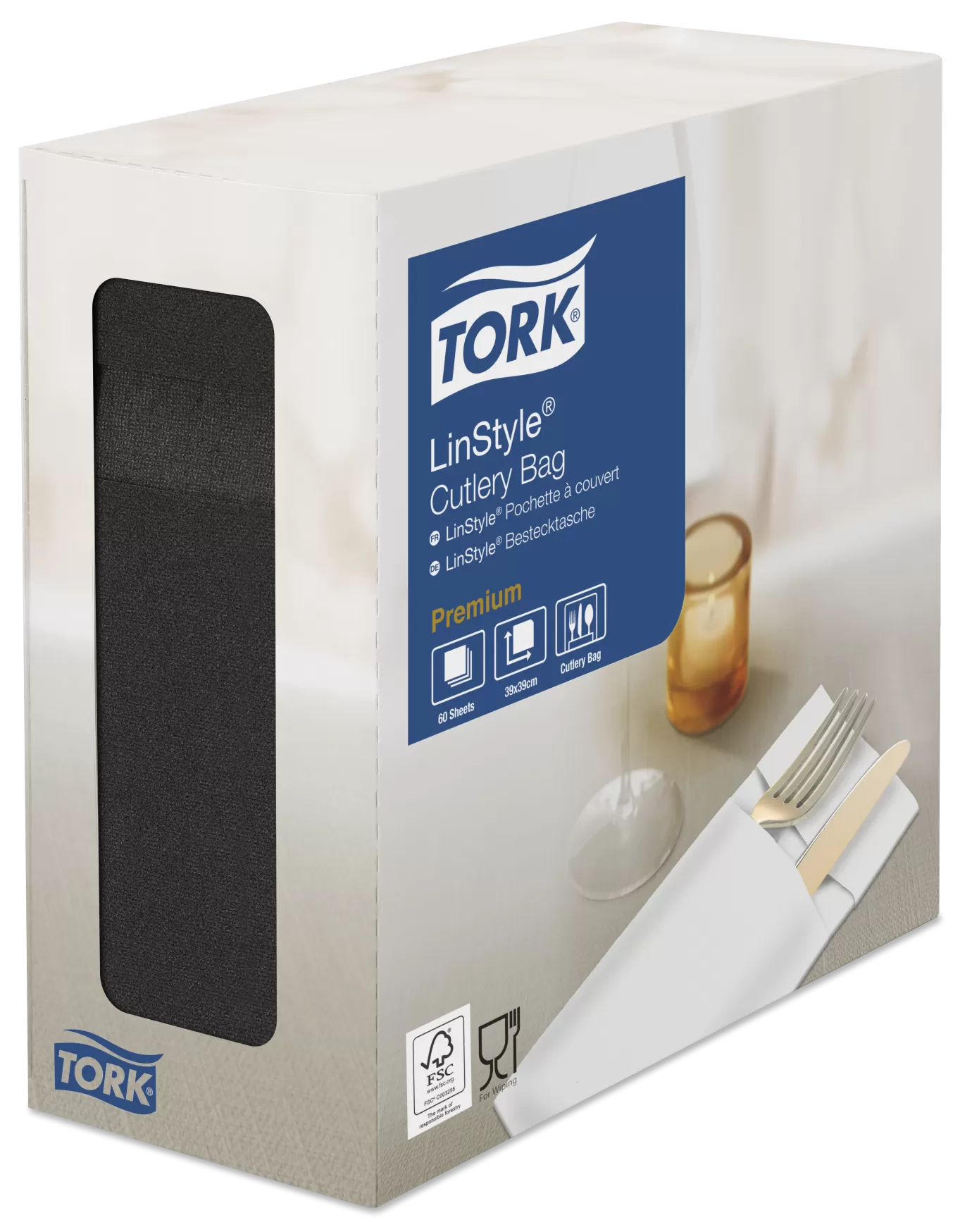 Фото товара: Конверты для столовых приборов Tork LinStyle, Premium, 60 листов, черные