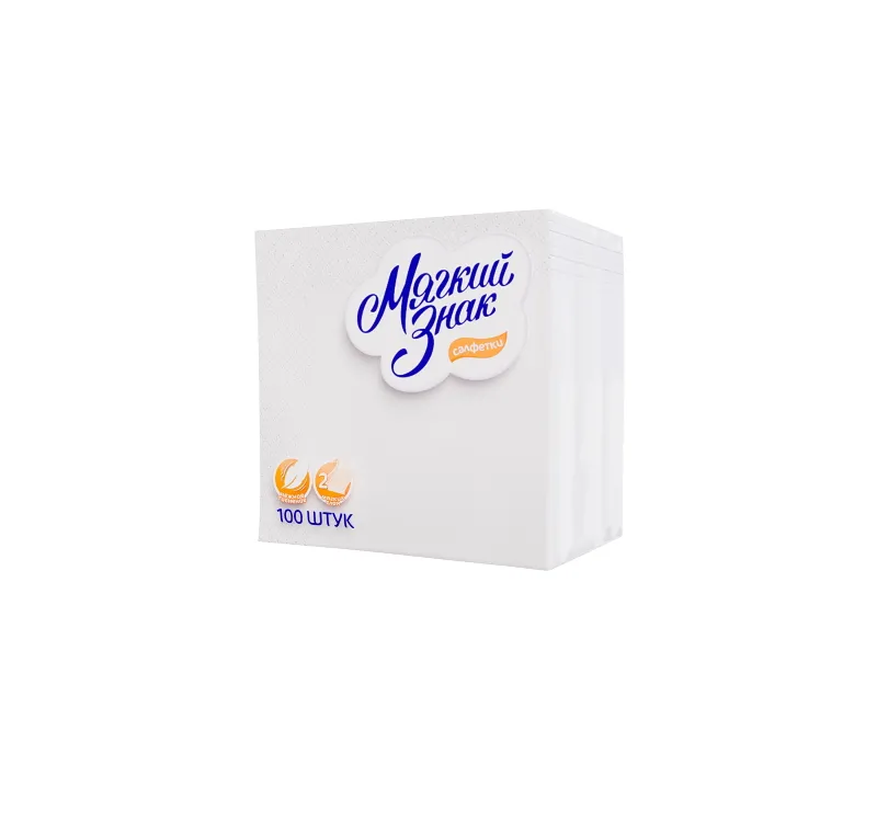 Фото товара: Салфетки бумажные МЯГКИЙ ЗНАК DeLuxe 2-сл. 24х24 100 л./упак.