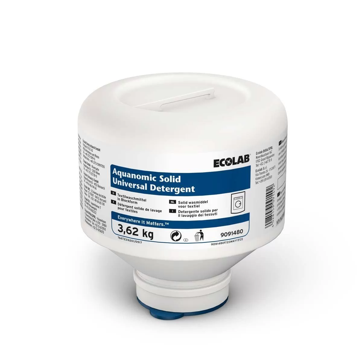 Фото товара: Твердое моющее средство для стирки AQUANOMIC SOLID UNIVERSAL DETERGENT 2x3,62kg