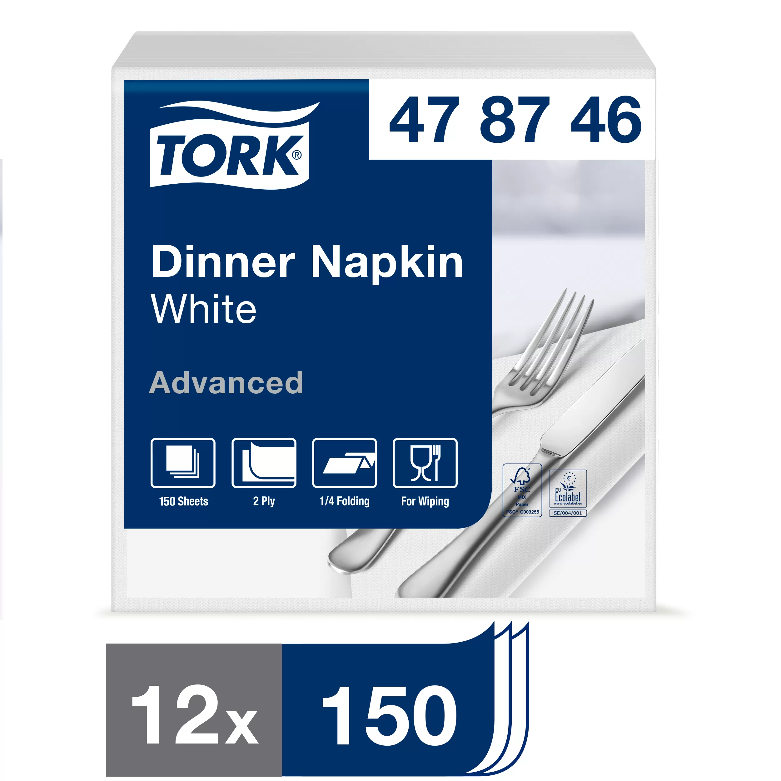 Фото товара: Tork салфетки 39 белые 1/4 сложения