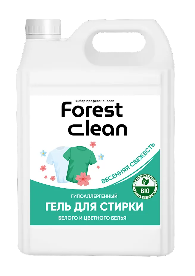 Фото товара: Forest Clean Гель для стирки белья универсальный концентрат «Весенняя свежесть» 5 л.