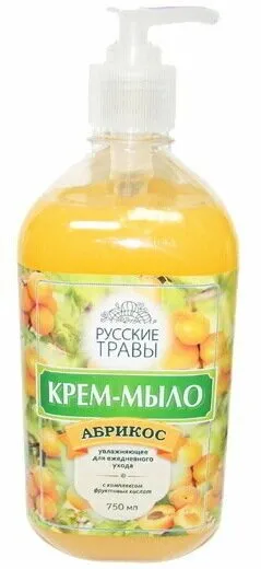 Фото товара: Жидкое крем-мыло Русские травы Абрикос, дозатор, 750 мл