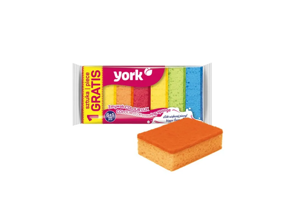 Фото товара: Губки для посуды YORK Колор Люкс, 6+1 шт.