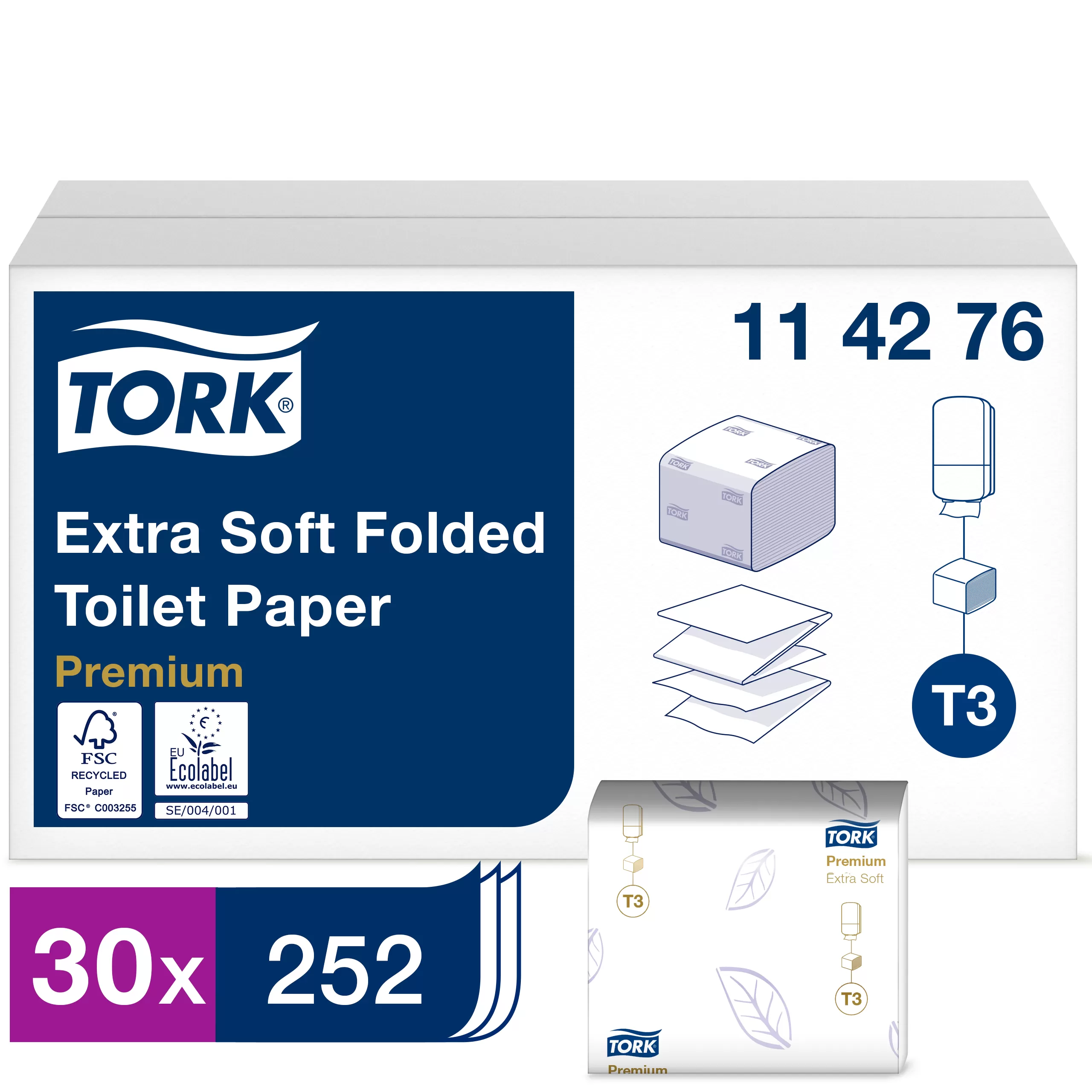 Фото товара: Tork листовая туалетная бумага мягкая 2 сл белая Premium
