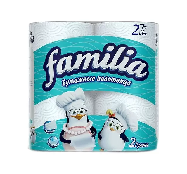 Фото товара: Полотенца в рклоне Familia  2-сл, белые, 2рул/уп, 14уп/кор